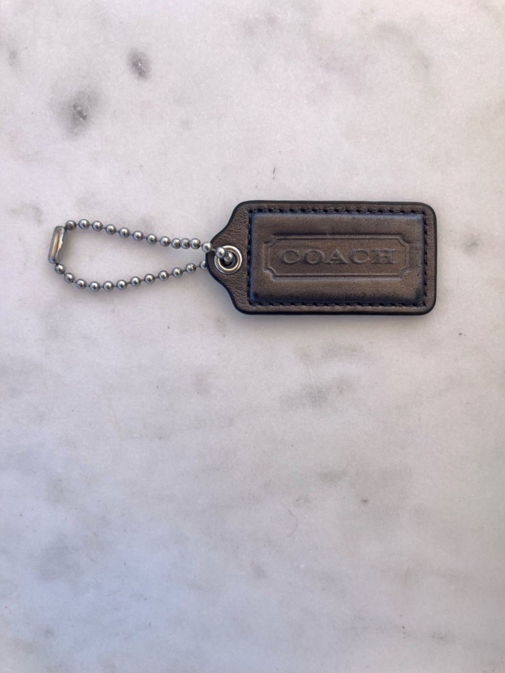 COACH Vintage Leather Hang Tag, Silver Gray